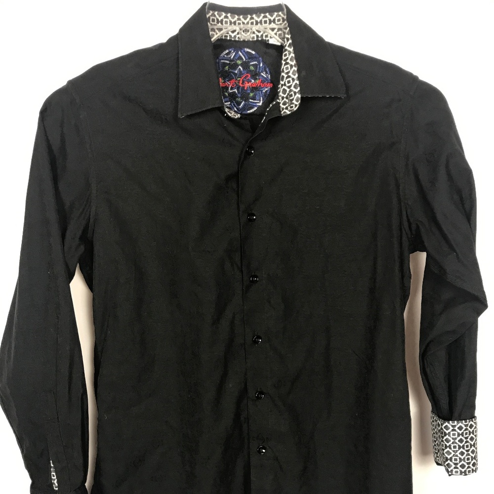 ROBERT GRAHAM Black Brocade Men's Shirt - Small
